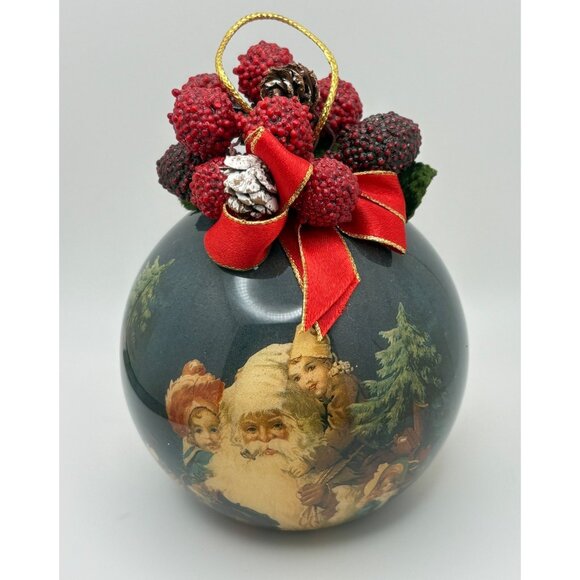 Vintage Patricia Reach Santa Claus Christmas Bulb Ornament Decoupage Victorian - Picture 6 of 6